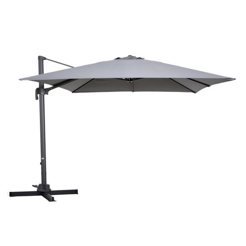 Parasol Déporté Inclinable Et Rotatif 3 X 3m En Aluminium Gris Malaga