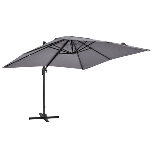 Parasol Déporté Inclinable Et Rotatif 3 X 3m En Aluminium Gris Malaga