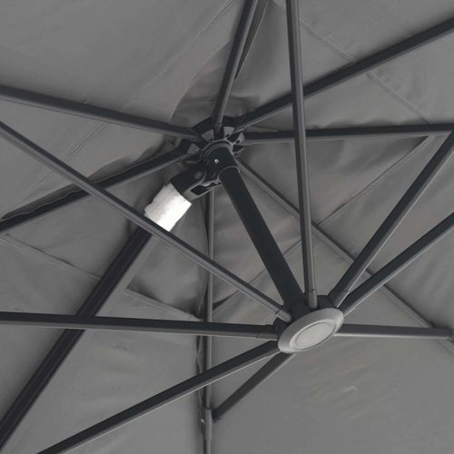 Parasol Déporté Inclinable Et Rotatif 3 X 3m En Aluminium Gris Malaga