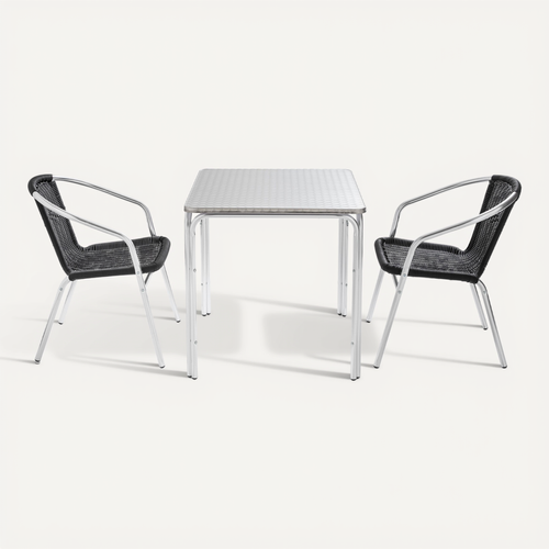 Table De Jardin Carrée Et 2 Fauteuils En Aluminium Nothing Hill