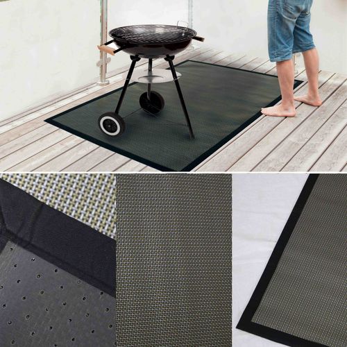 Tapis Barbecue Et Plancha En Pvc Noir 180 X 120 Cm Solys