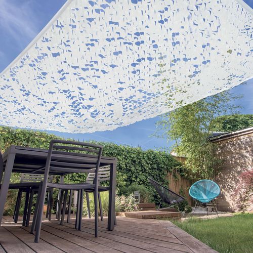 Voile D'ombrage Réversible "camouflage" 3 X 4m Gris Et Blanc Arcy