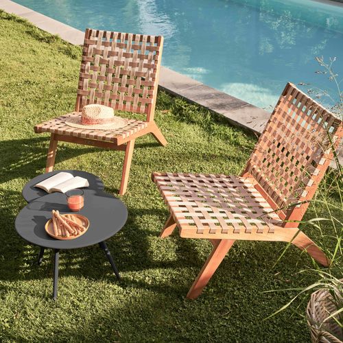 Table Basse De Jardin Ronde En Métal Gris Anthracite 50 Cm Palavas
