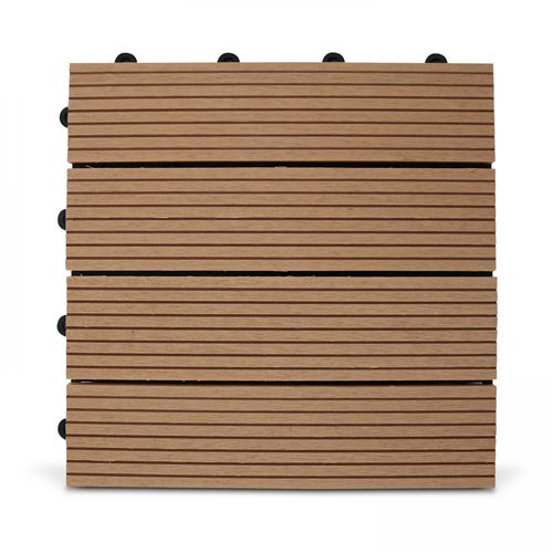 Lot De 8 Dalles Clipsables En Bois Synthétique Marron Clair Padang