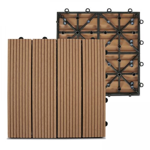 Lot De 8 Dalles Clipsables En Bois Synthétique Marron Clair Padang