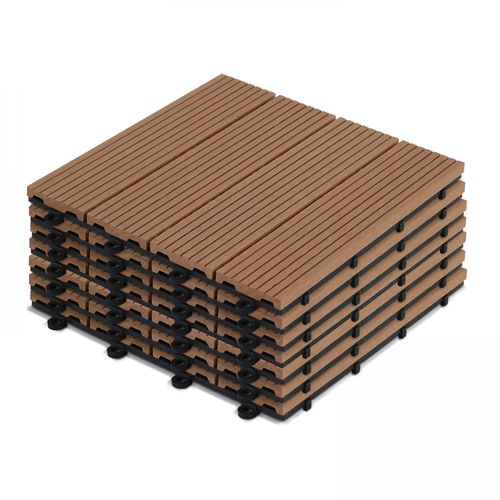 Lot De 8 Dalles Clipsables En Bois Synthétique Marron Clair Padang