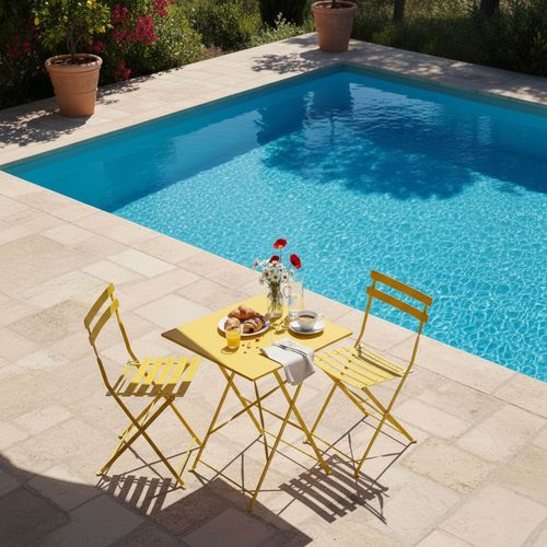 Table De Jardin Pliante Bistrot 60 Cm En Acier Jaune Rome