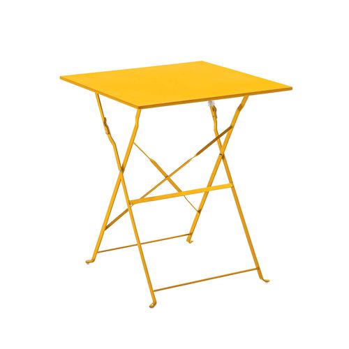 Table De Jardin Pliante Bistrot 60 Cm En Acier Jaune Rome