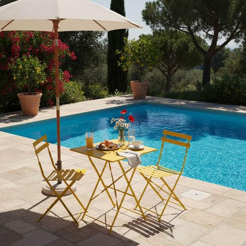 Table De Jardin Pliante Bistrot 60 Cm En Acier Jaune Rome