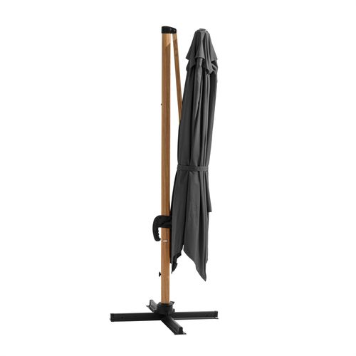 Parasol Déporté Carré 3x3m Effet Bois Anthracite Brescia