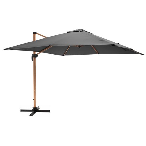 Parasol Déporté Carré 3x3m Effet Bois Anthracite Brescia
