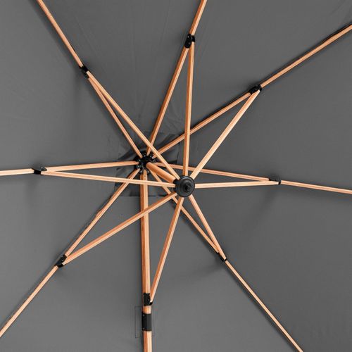 Parasol Déporté Carré 3x3m Effet Bois Anthracite Brescia