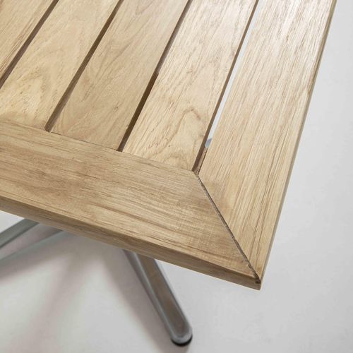 Table Aluminium Et Bois Carrée Et Plateau Inclinable 70 X 70 X 70 Cm