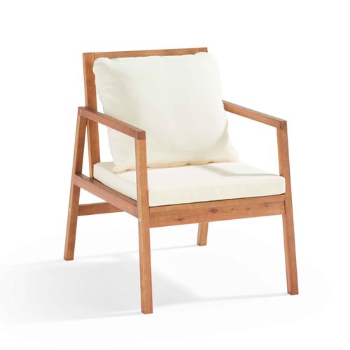 Salon De Terrasse Bois Avec 1 Canapé, 2 Fauteuils Et Table Basse Blanc