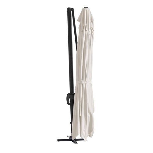 Parasol Déporté 3x4m Blanc Inclinable Rotatif + 4 Dalles Lestées Caserta