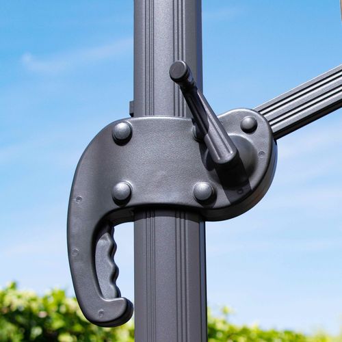 Parasol Déporté 3x4m Blanc Inclinable Rotatif + 4 Dalles Lestées Caserta