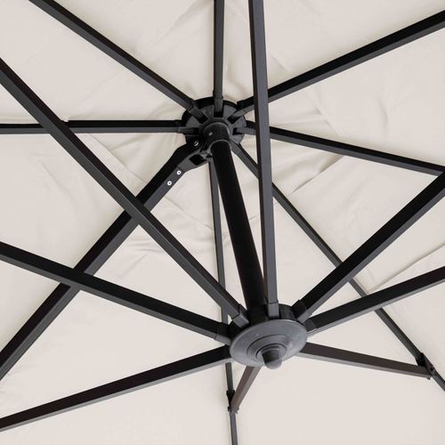 Parasol Déporté 3x4m Blanc Inclinable Rotatif + 4 Dalles Lestées Caserta