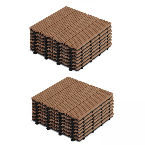 Lot De 16 Dalles Clipsables Bois Synthétique Marron Padang