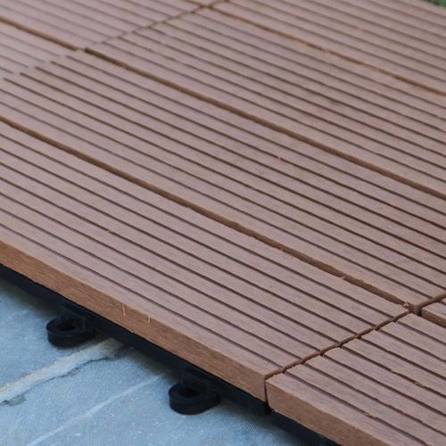 Lot De 16 Dalles Clipsables Bois Synthétique Marron Padang