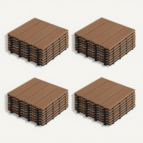 Lot De 32 Dalles Clipsables Bois Synthétique Marron Padang