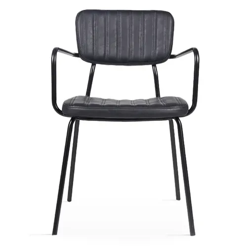 Lot De 2 Chaises Avec Accoudoirs En Textile Enduit Noir York