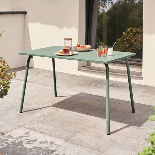 Table De Jardin En Acier 120 X 70 Cm Vert Sauge Palavas