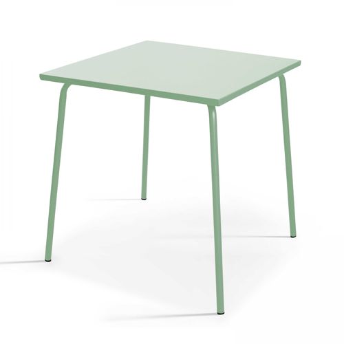 Ensemble Table De Jardin Carrée Et 2 Chaises Acier Vert Sauge Palavas
