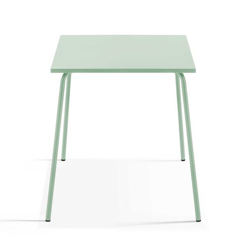 Ensemble Table De Jardin Carrée Et 2 Chaises Acier Vert Sauge Palavas