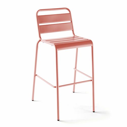 Ensemble Table De Bar Et 4 Chaises Hautes En Métal Argile Palavas