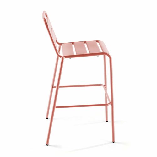 Ensemble Table De Bar Et 4 Chaises Hautes En Métal Argile Palavas