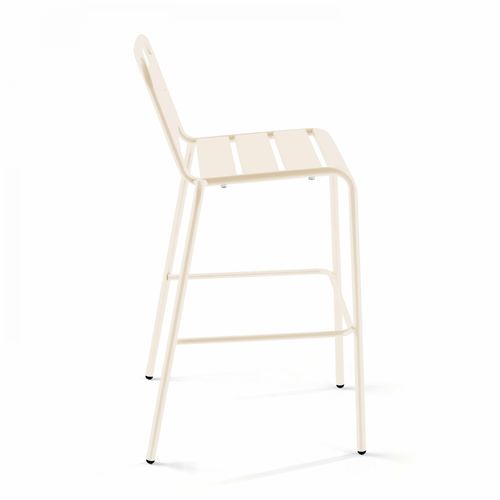 Ensemble Table Haute De Jardin Et 6 Chaises En Métal Ivoire Palavas