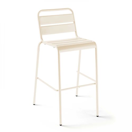 Ensemble Table Haute De Jardin Et 6 Chaises En Métal Ivoire Palavas