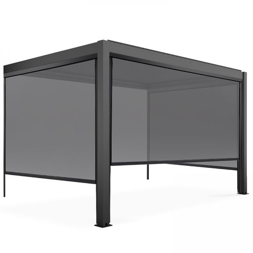 Pergola Bioclimatique Adossée Gris 3x4m Et 3 Stores Oia