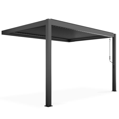 Pergola Bioclimatique Adossée Gris 3x4m Et 3 Stores Oia