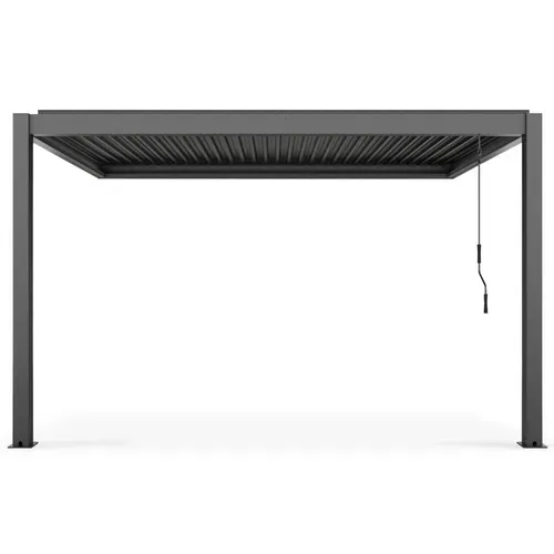 Pergola Bioclimatique Adossée Gris 3x4m Et 3 Stores Oia