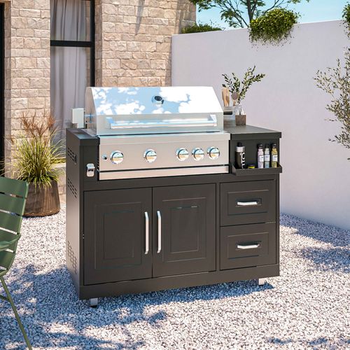 Cuisine D'extérieur Angle 4 éléments Avec évier Et Barbecue Memphis