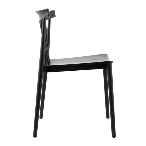 Lot De 4 Chaises De Terrasse Noires En Plastique Lisboa