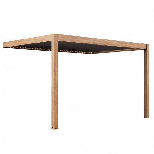 Pergola Bioclimatique Adossée Et Motorisée éclairée 3x4m Bois Thebes