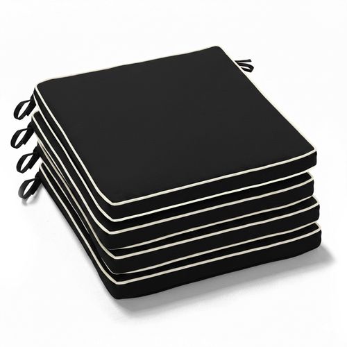 Lot De 4 Galettes De Chaises Unies Carrées 40 Cm Noir Sayu