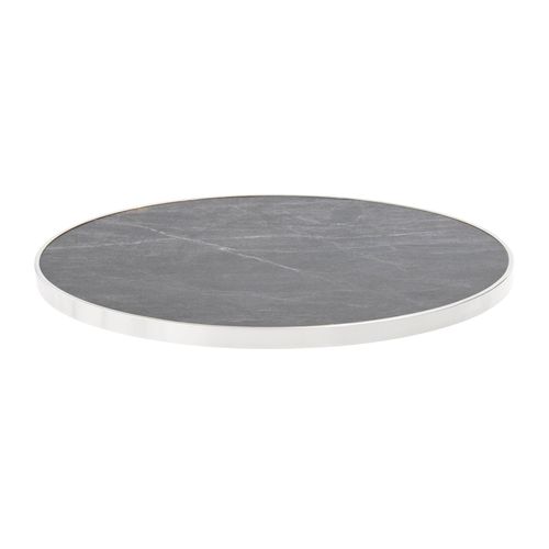 Table à Mange Ronde 60 Cm Inclinable Marbre Blanc/doré Et Pied Noir