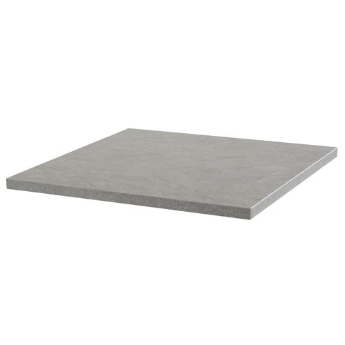 Table Haute Carrée 60 Cm Pied Blanc Et Revêtement Béton Gris Clair