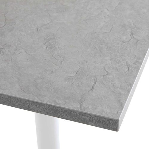 Table Haute Carrée 60 Cm Pied Blanc Et Revêtement Béton Gris Clair