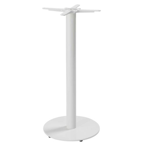 Table Haute Carrée 60 Cm Pied Blanc Et Revêtement Béton Gris Clair