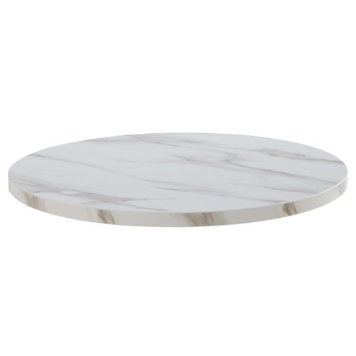 Table à Manger Ronde 60 Cm Pied Blanc Et Revêtement Marbre Blanc Rivoli