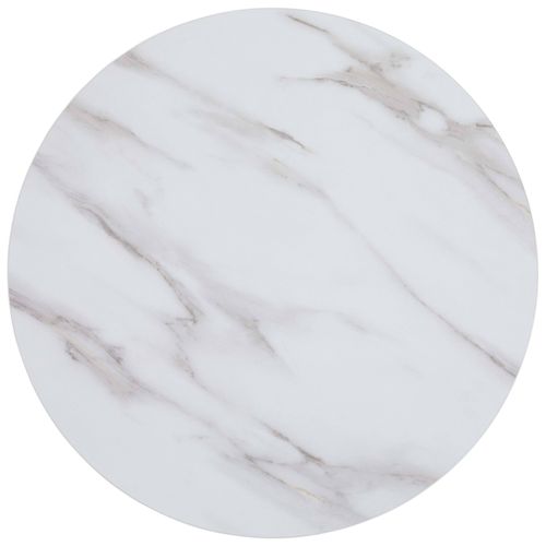 Table à Manger Ronde 60 Cm Pied Blanc Et Revêtement Marbre Blanc Rivoli
