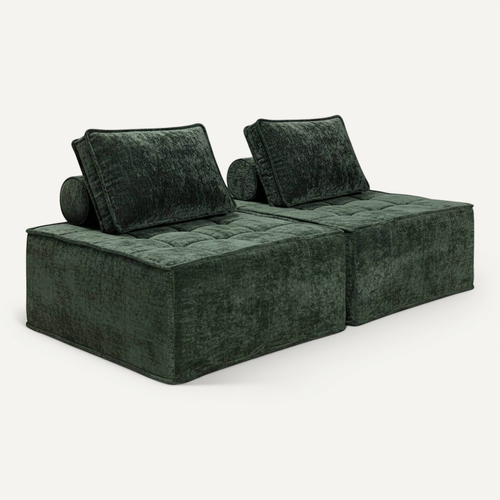 Lot De 2 Fauteuils En Velours Pour Canapé Compressé Avec Coussin Vert  Tiby