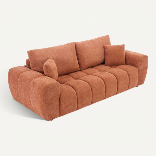 Canapé Droit 3 Places Terracotta L 238 Cm Tissu Bubble
