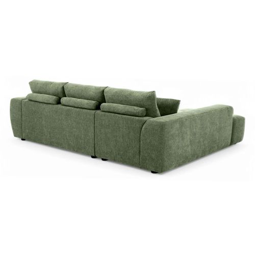 Canapé D'angle Gauche  3 Places Avec Méridienne Vert L 270 Cm  Tissu Bubble