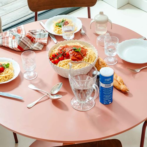 Table à Manger Ronde 4 Personnes D100 Cm Rose Saumon Fancy