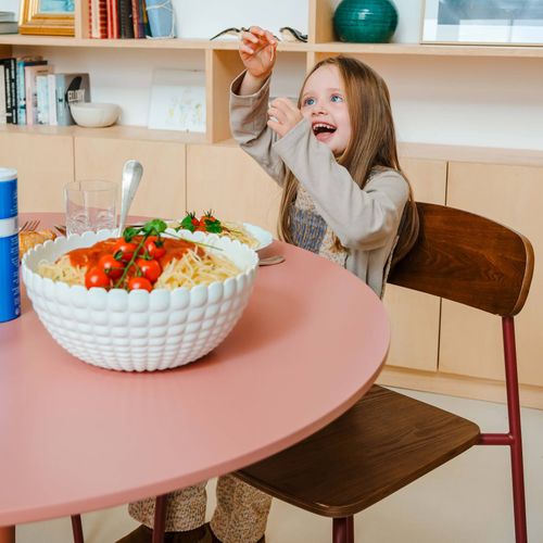 Table à Manger Ronde 4 Personnes D100 Cm Rose Saumon Fancy